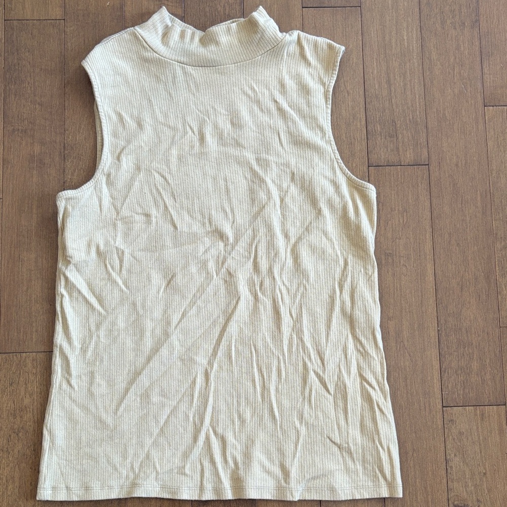 a.n.a Cream Sleeveless Ribbed Tank Top